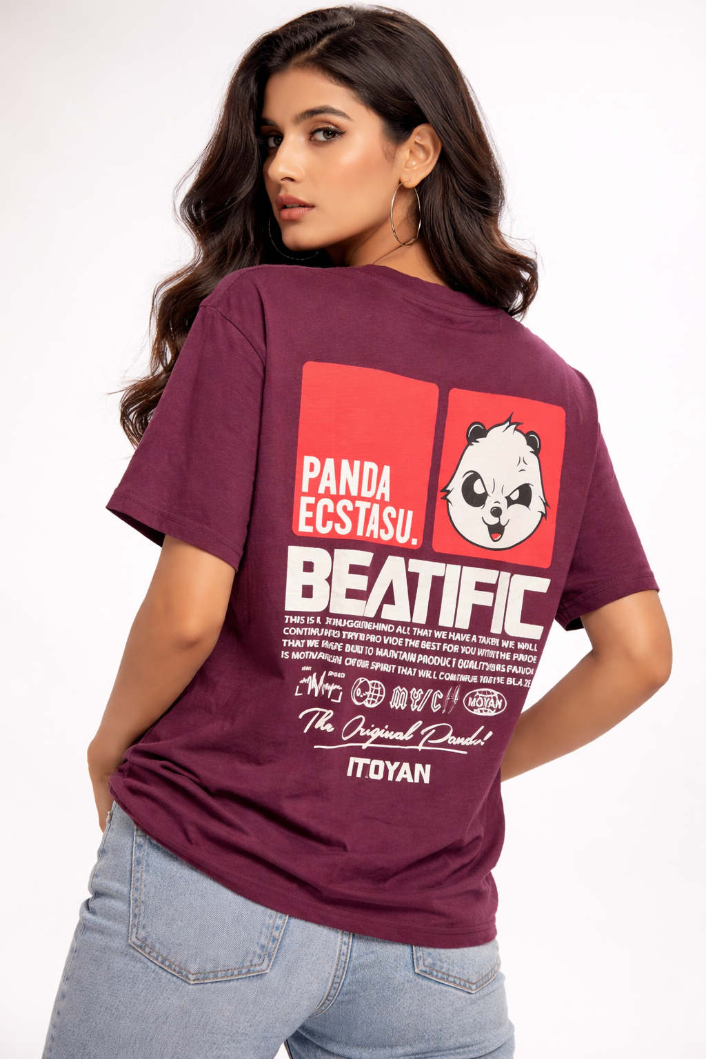 Beatific Printed T-Shirt – Loose Fit Down Shoulder - Image 2