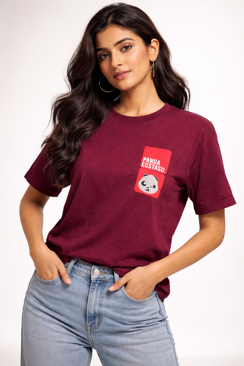 Beatific Printed T-Shirt – Loose Fit Down Shoulder