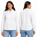 Women’s White Lace Panel High Neck Full Sleeve Shirt